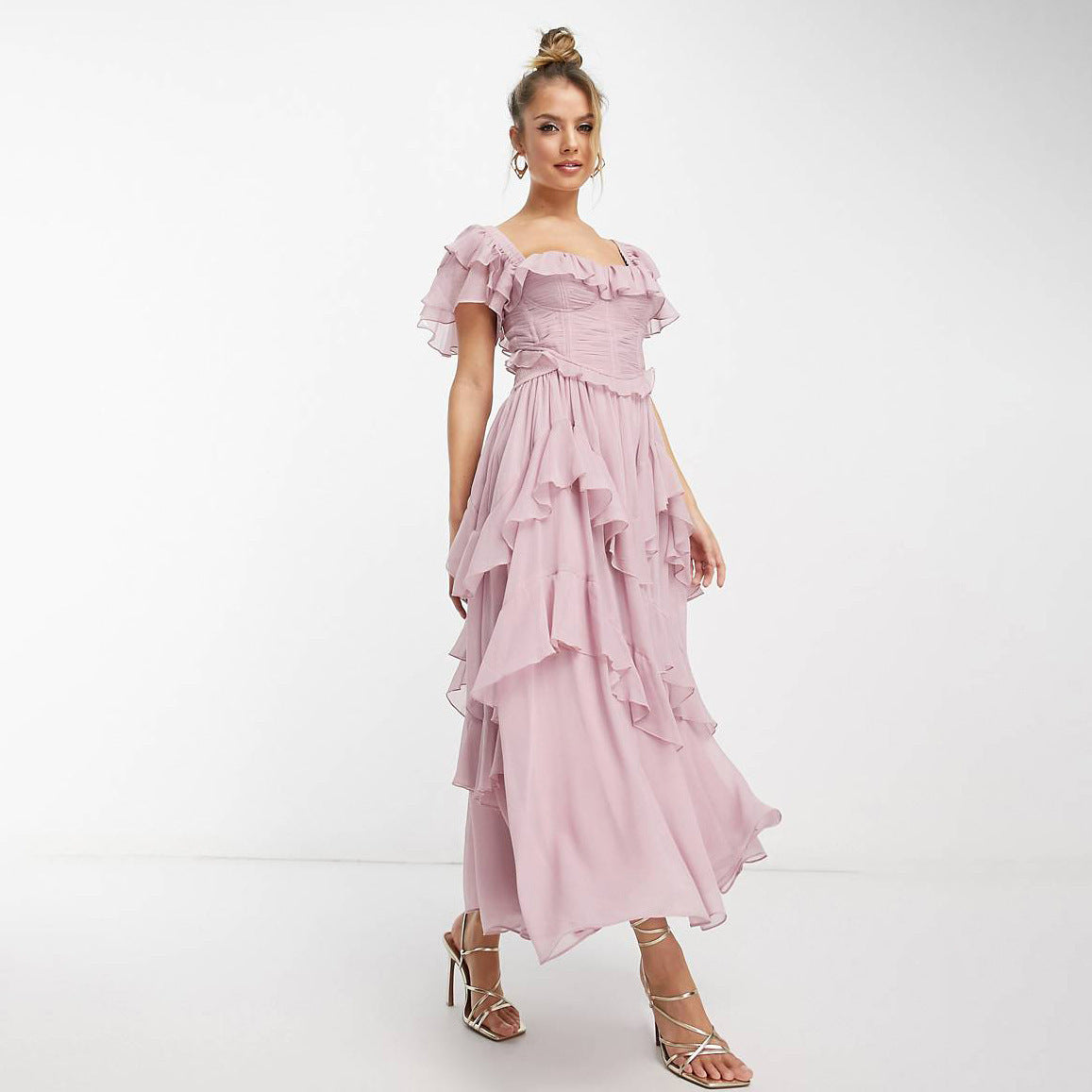 Summer Holiday Ruffled Short-sleeved For Party Womens Clothing