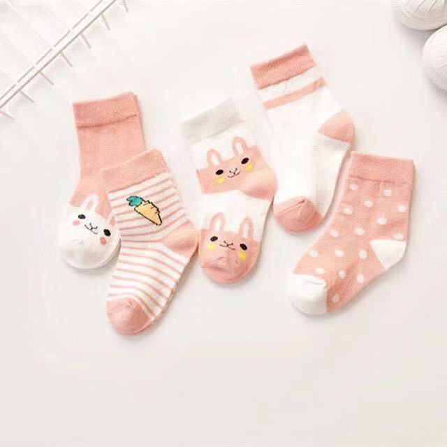 Children's Cotton Mid-calf Length Socks - 5 Pairs