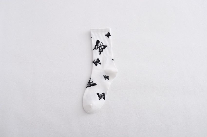 Explosive Style Socks Ladies Mid-Tube Butterfly