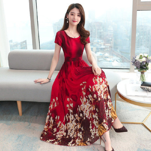 Age Reduction Floral Dress Mid-Length Summer New Large Size Women'S Dress