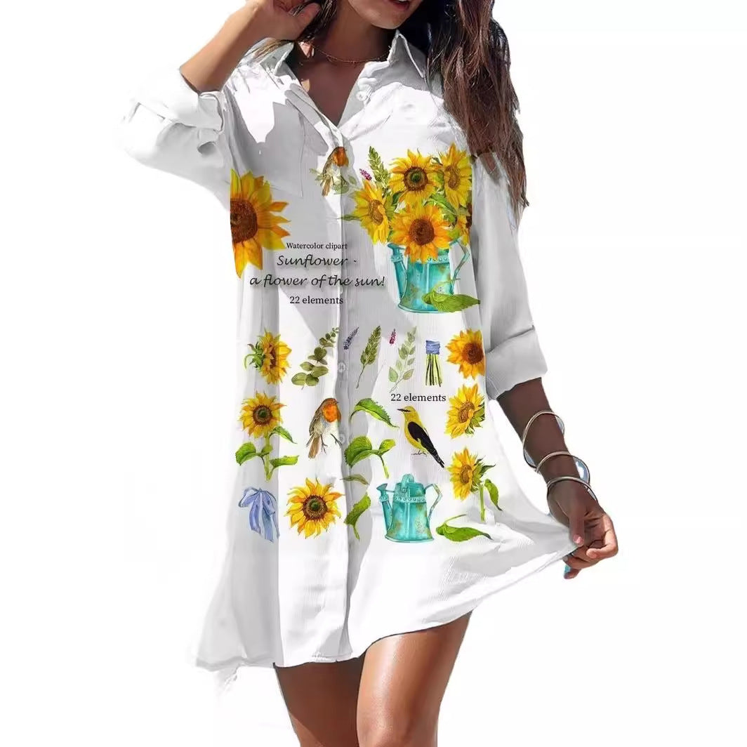 Women's Printed Plus Size Beach Sun Protection Shirt