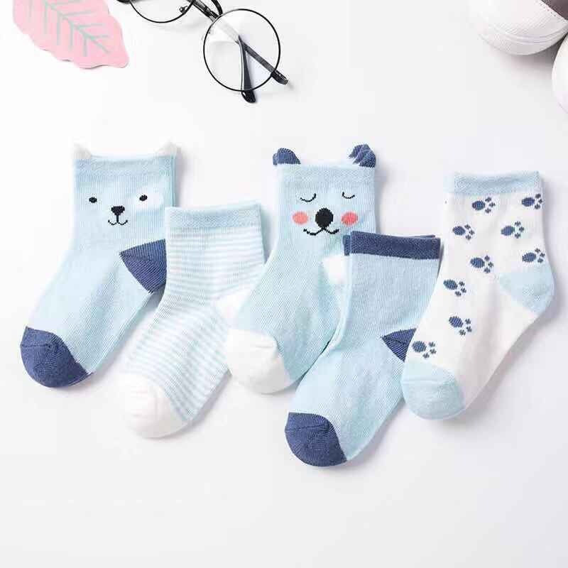 Children's Cotton Mid-calf Length Socks - 5 Pairs