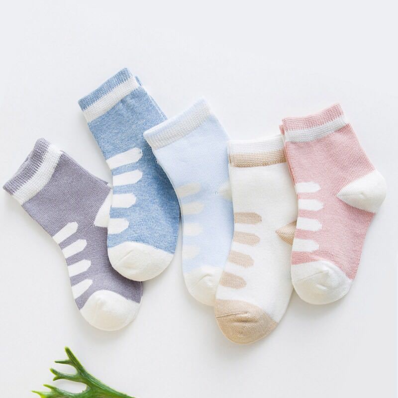 Children's Cotton Mid-calf Length Socks - 5 Pairs