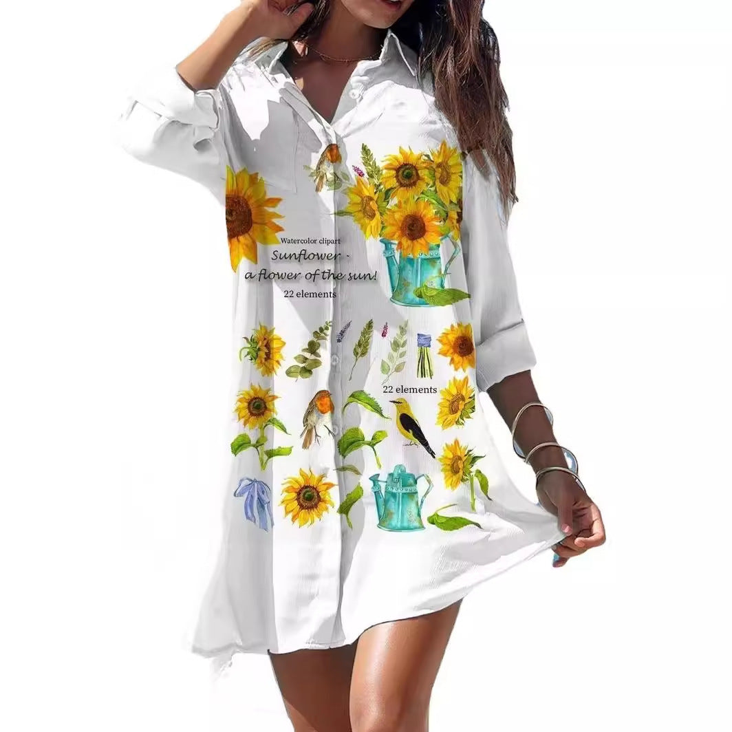 Women's Printed Plus Size Beach Sun Protection Shirt