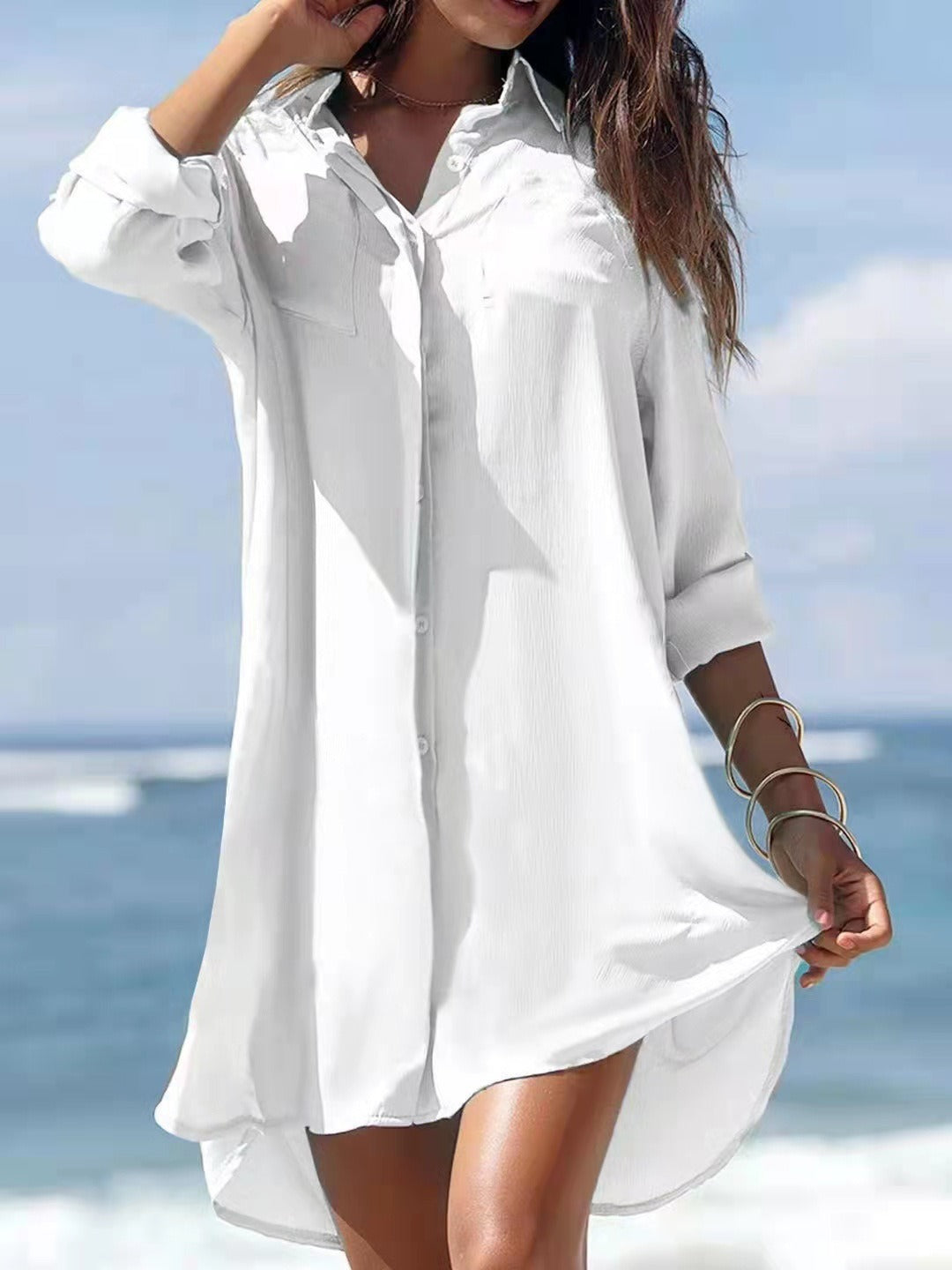Women's Printed Plus Size Beach Sun Protection Shirt