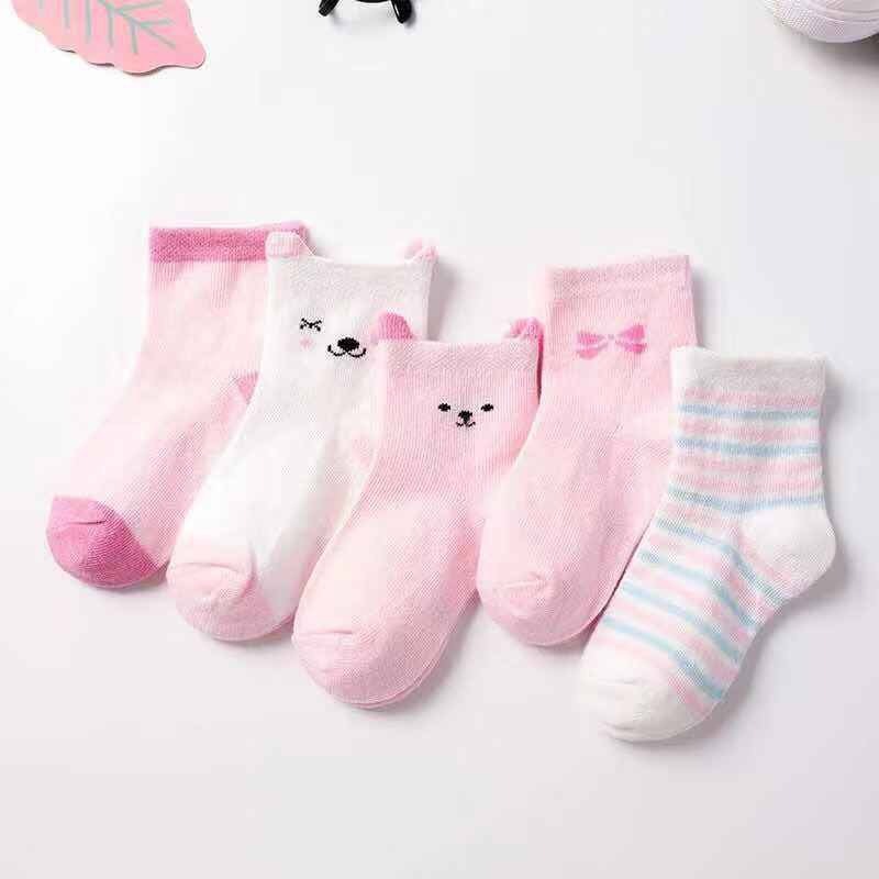 Children's Cotton Mid-calf Length Socks - 5 Pairs