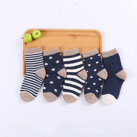 Children's Cotton Mid-calf Length Socks - 5 Pairs
