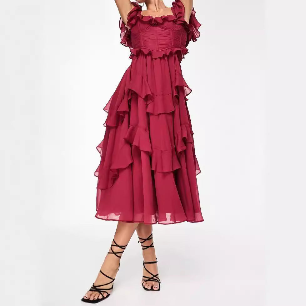 Summer Holiday Ruffled Short-sleeved For Party Womens Clothing