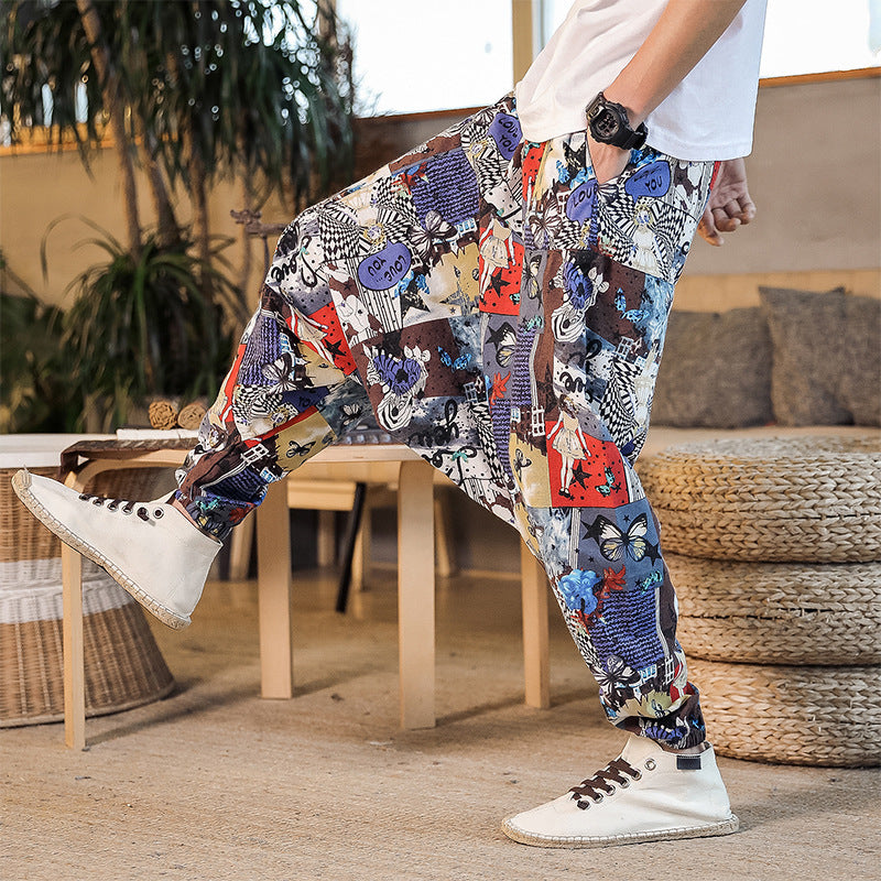 Drop Crotch Chinese Style Nepal Pants Linen