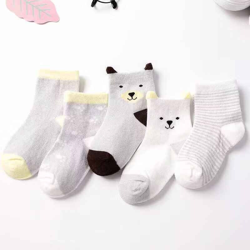 Children's Cotton Mid-calf Length Socks - 5 Pairs