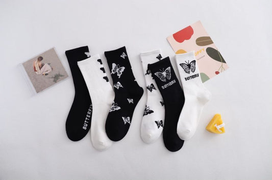 Explosive Style Socks Ladies Mid-Tube Butterfly