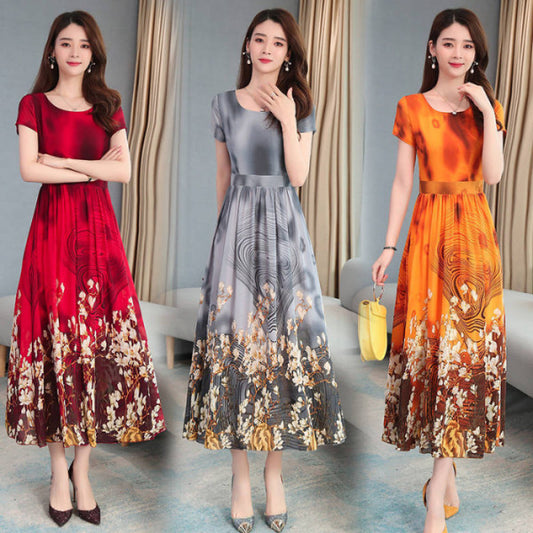 Age Reduction Floral Dress Mid-Length Summer New Large Size Women'S Dress