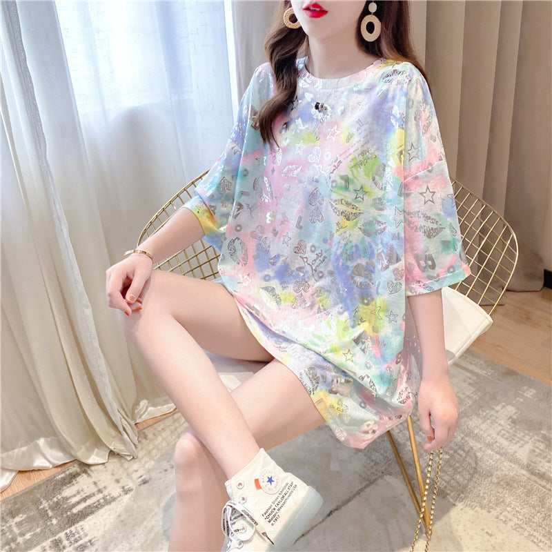 Mid-Length Cotton T-Shirt - New Korean Version Female's top