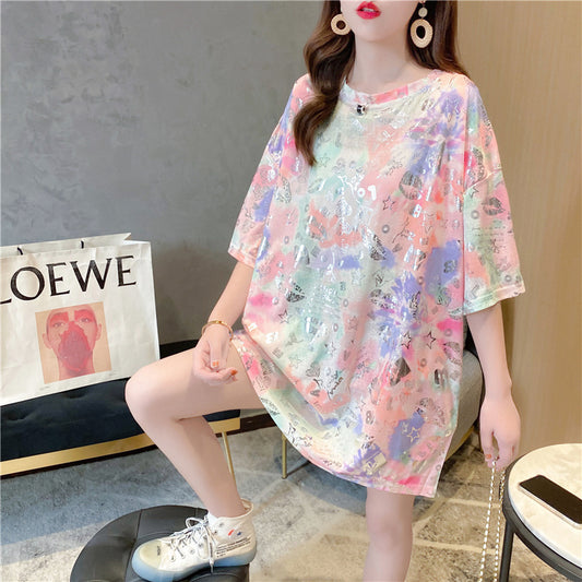 Mid-Length Cotton T-Shirt - New Korean Version Female's top