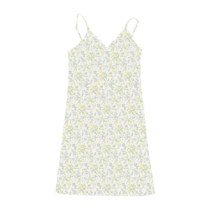 Desire Retro Print V-neck Suspender Dress for women
