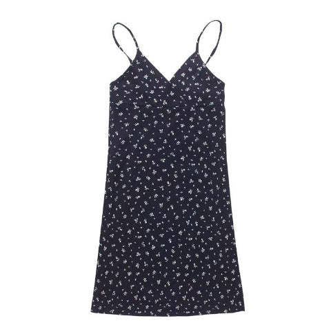 Desire Retro Print V-neck Suspender Dress for women