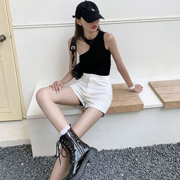 Denim Shorts High Waist Women's Hot Girl Elastic High Tight Slimming Sheath