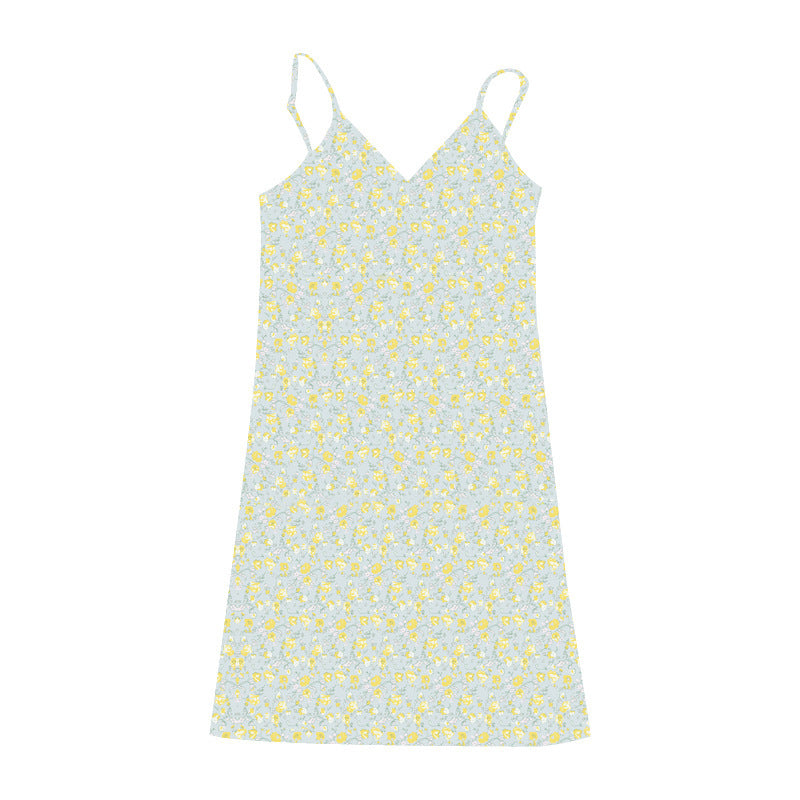 Desire Retro Print V-neck Suspender Dress for women