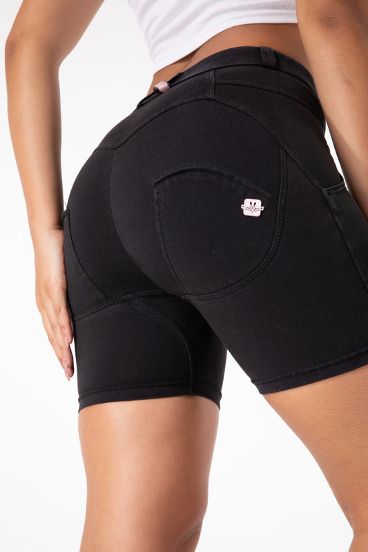 black stretch women's jeans elastic waist Denim shorts