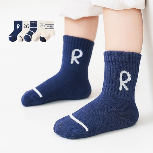 Children's Cotton Mid-calf Length Socks - 5 Pairs